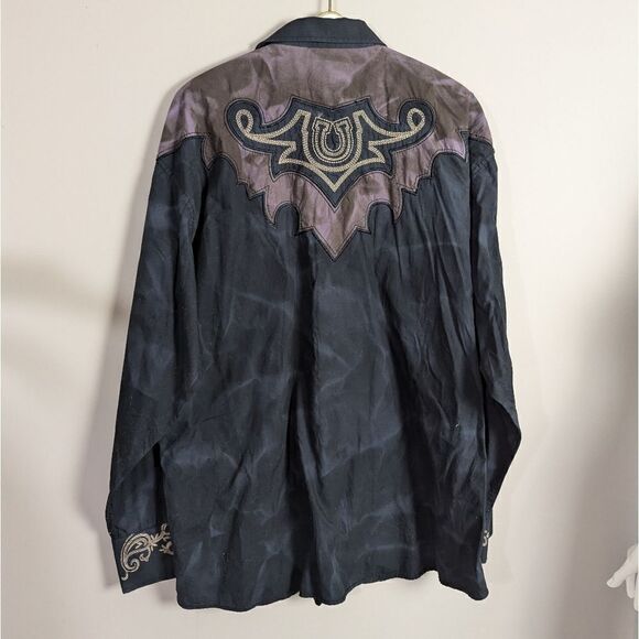 Panhandle slim pearl snap western short tie dye embroidery xl - Picture 6 of 8